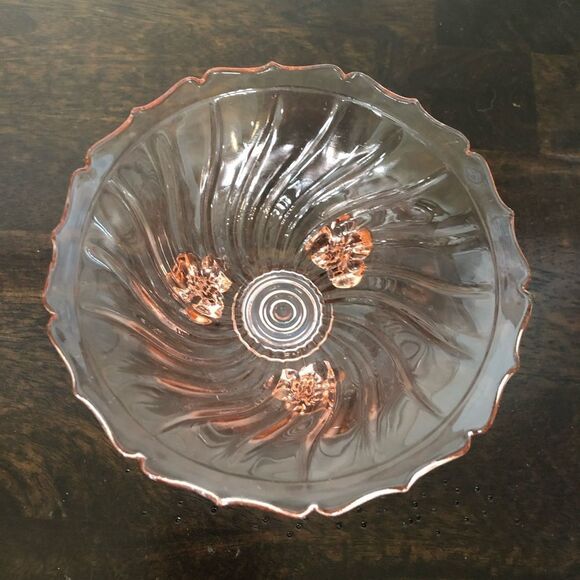 Elegant Pink Depression Glass Candy Dish Bowl - Picture 6 of 6